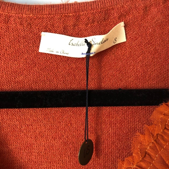 ANTHRO Isabella Sinclair Jacinth Sweater Dress Dark Orange Ruffles - Picture 10 of 13